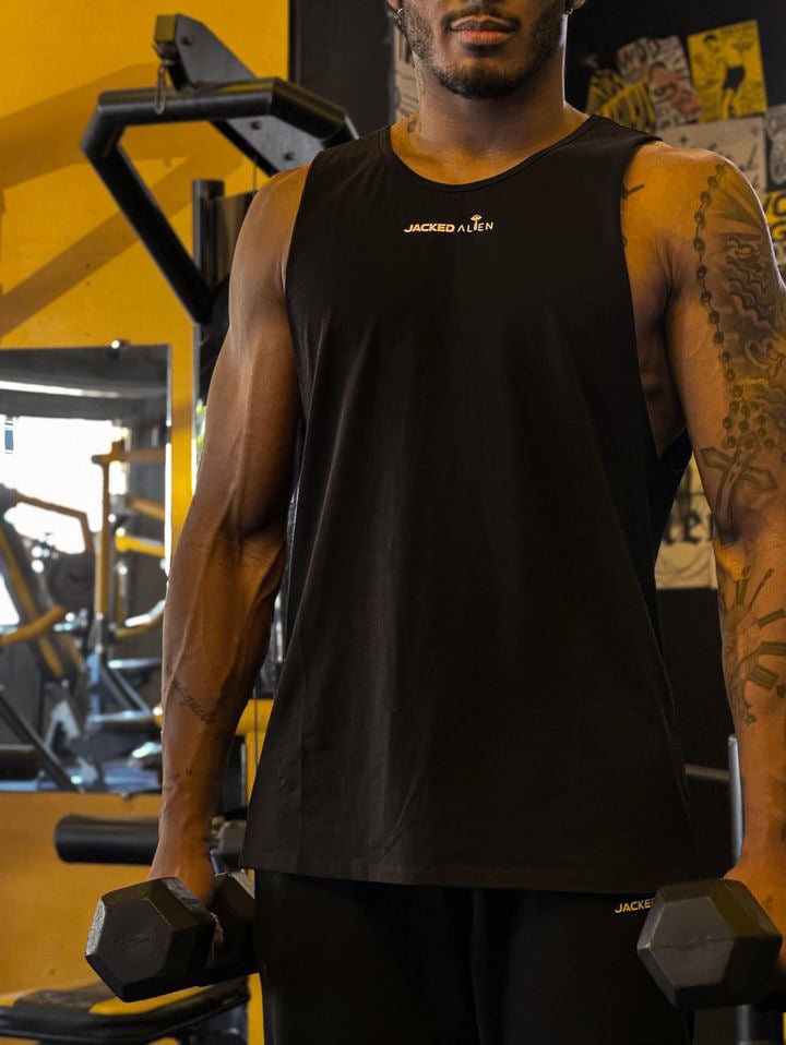 Black Alien Pump Cut Off Tank Top