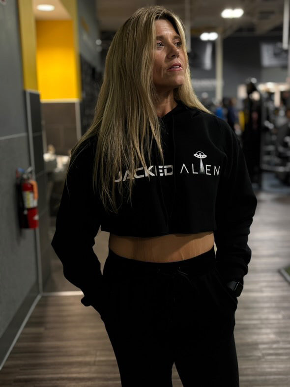 JACKED Club Cropped Hoodie - Black