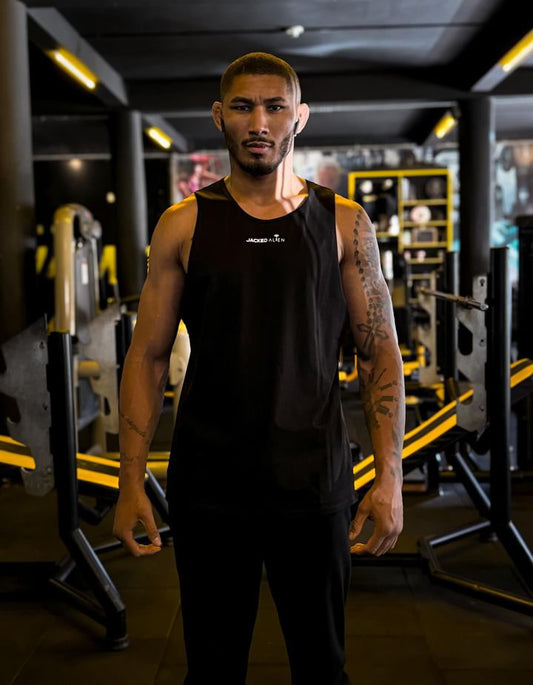 Black Alien Pump Cut Off Tank Top