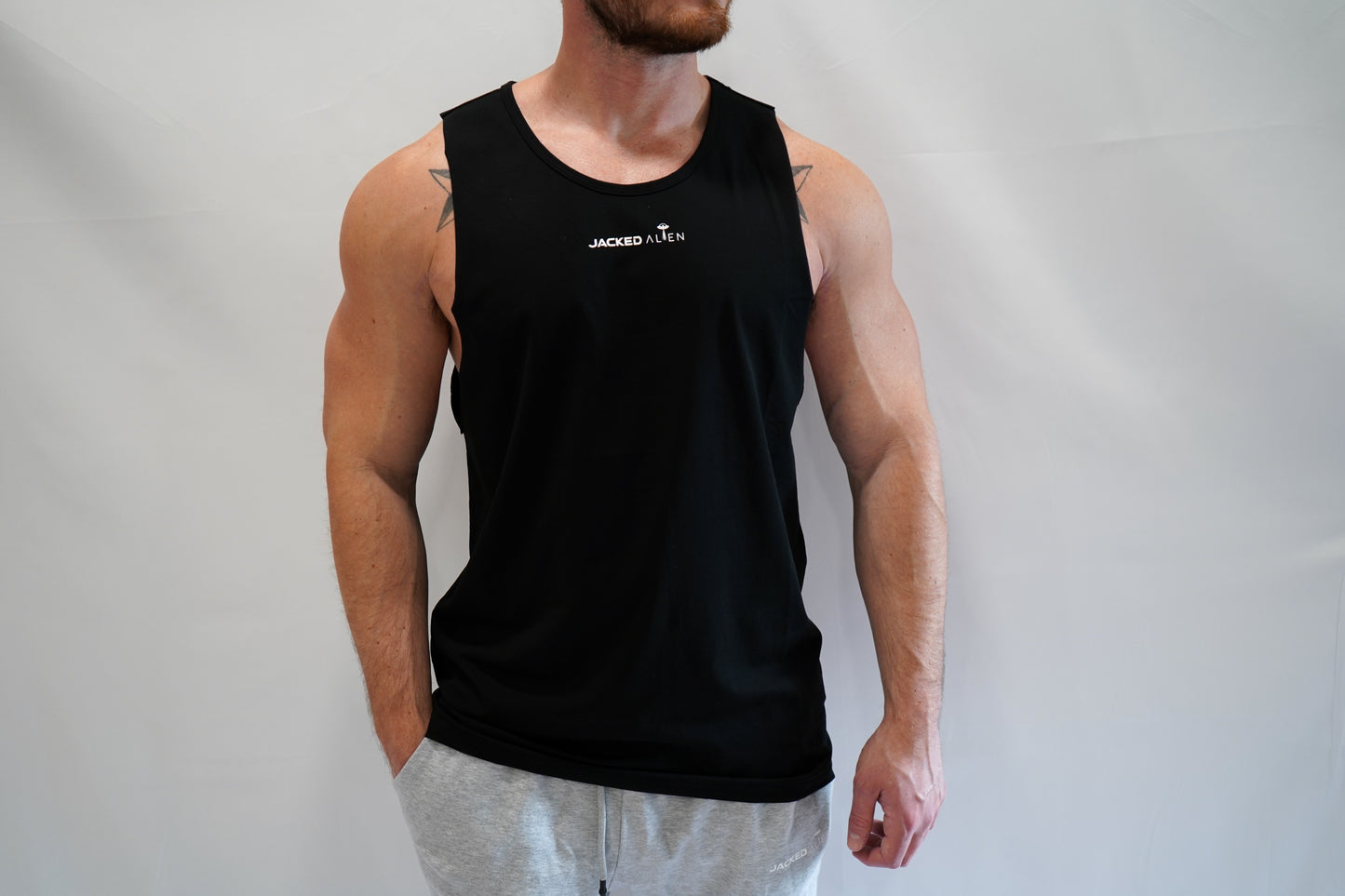 Black Alien Pump Cut Off Tank Top