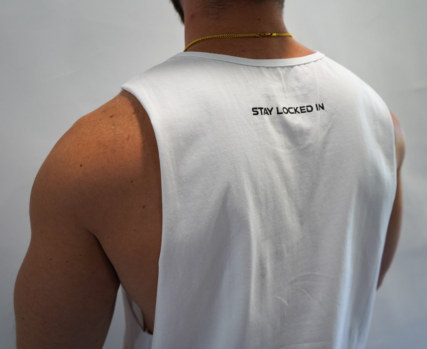 White Alien Pump Cut Off Tank Top