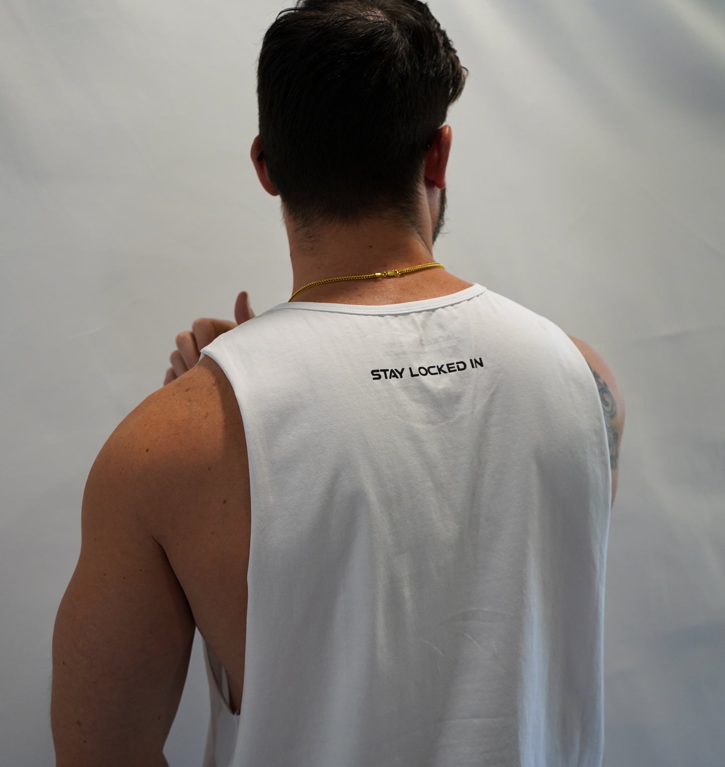 White Alien Pump Cut Off Tank Top