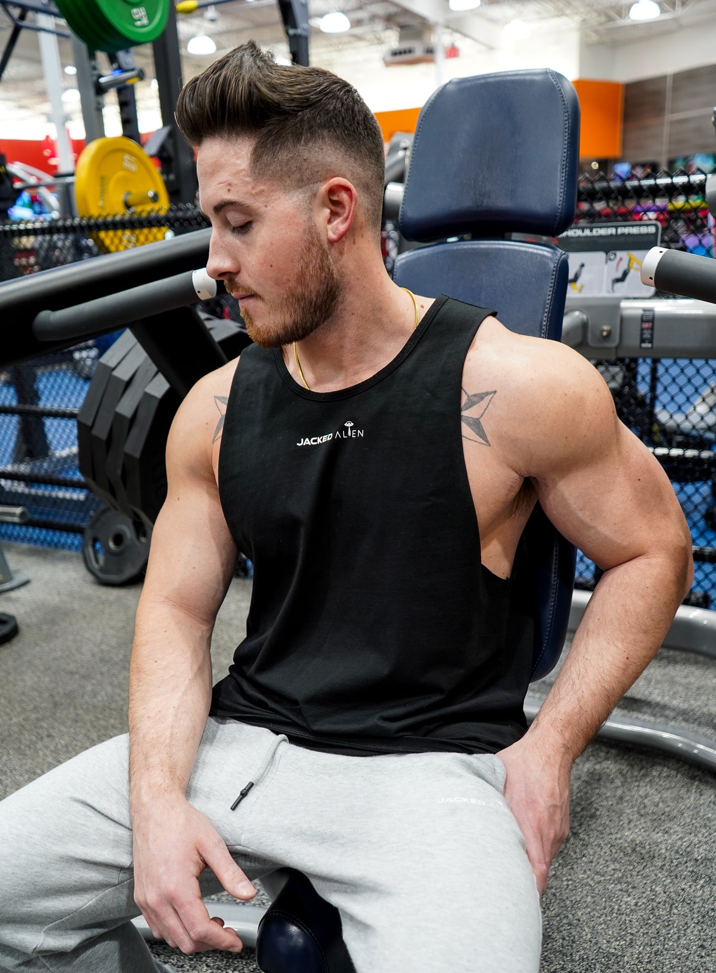 Black Alien Pump Cut Off Tank Top