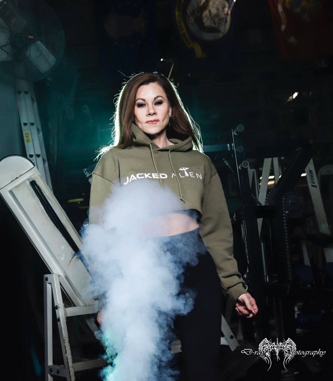 JACKED Club Olive Cropped Hoodie