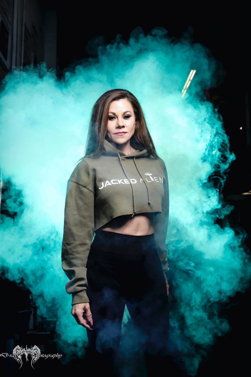 JACKED Club Olive Cropped Hoodie