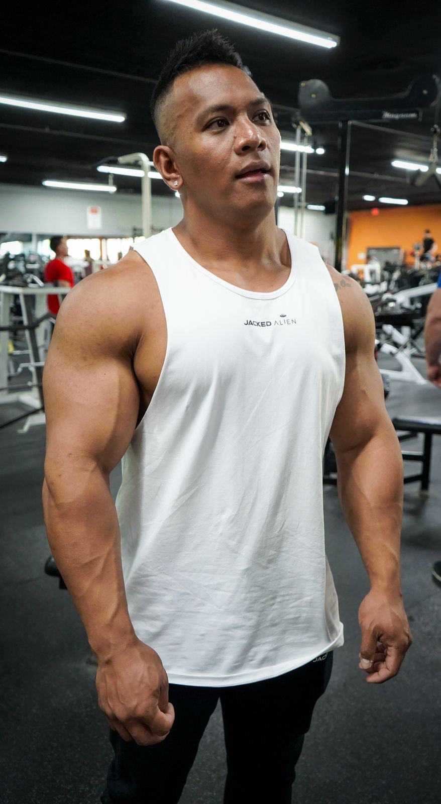 White Alien Pump Cut Off Tank Top