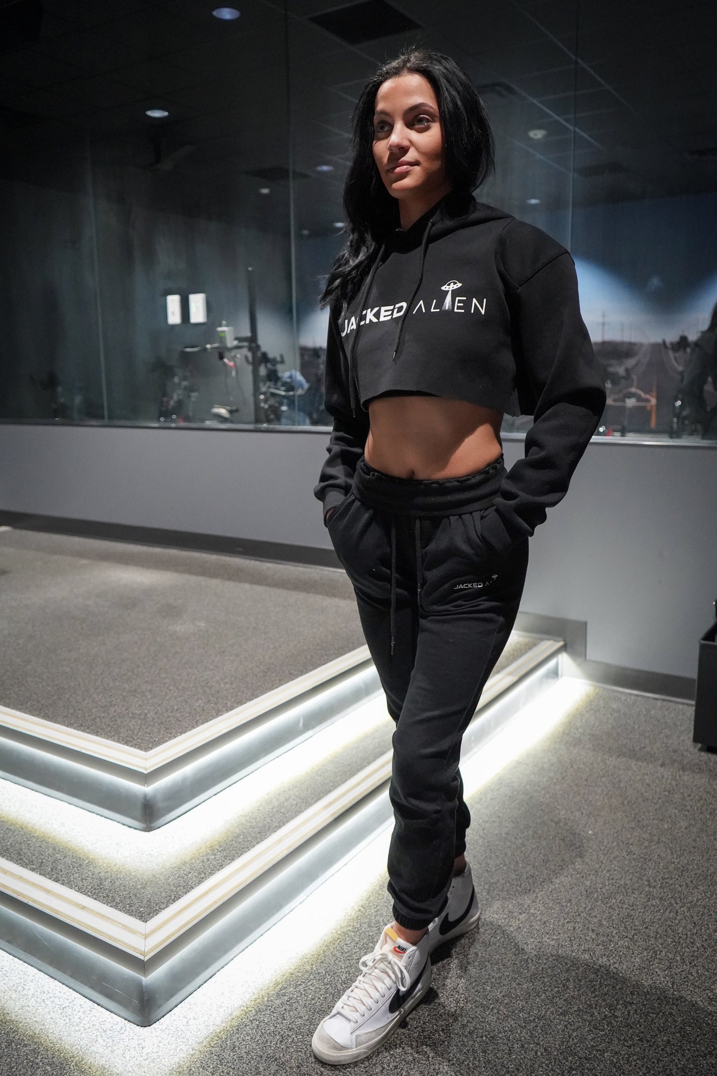 JACKED Club Cropped Hoodie - Black