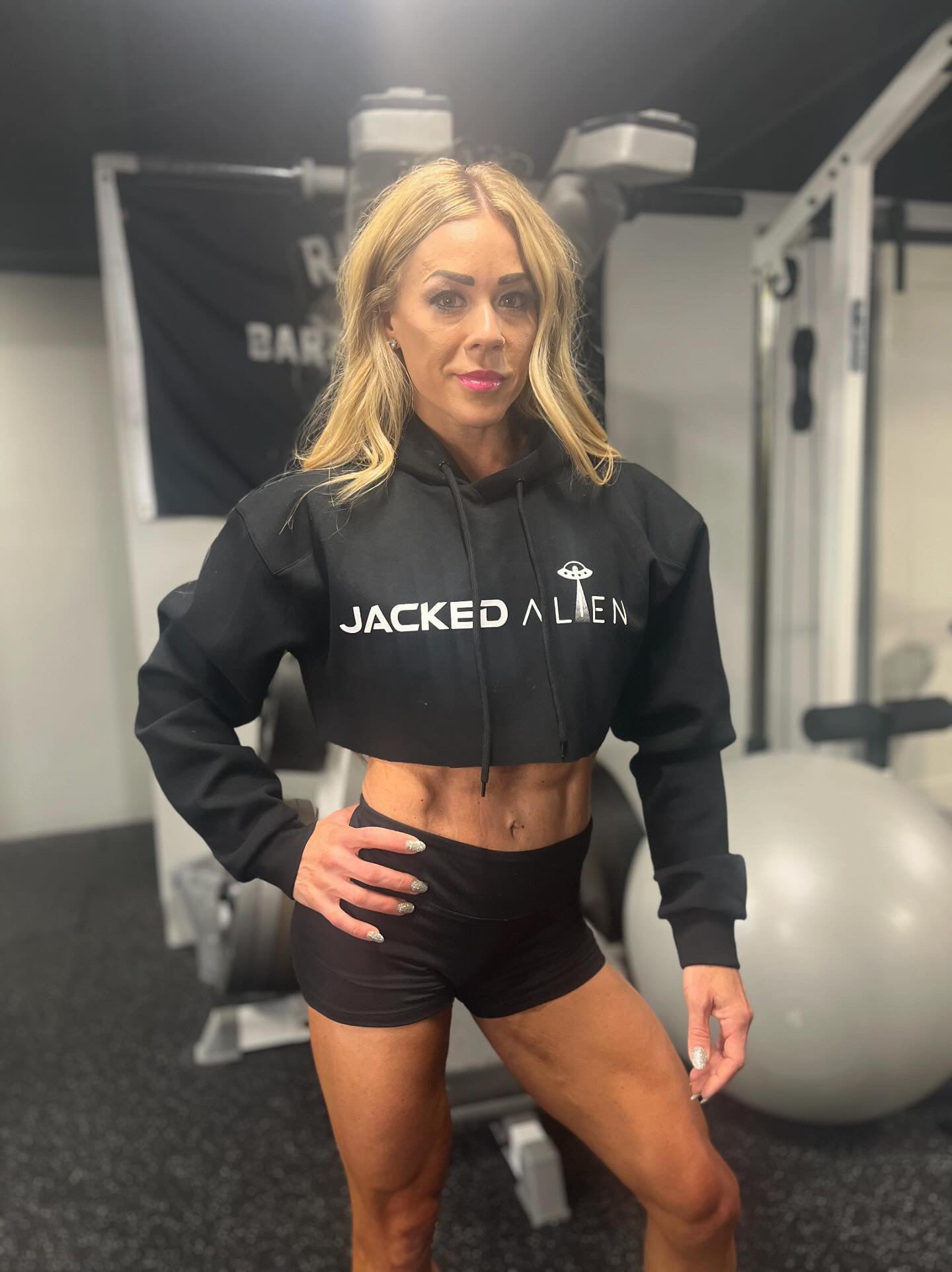 JACKED Club Cropped Hoodie - Black