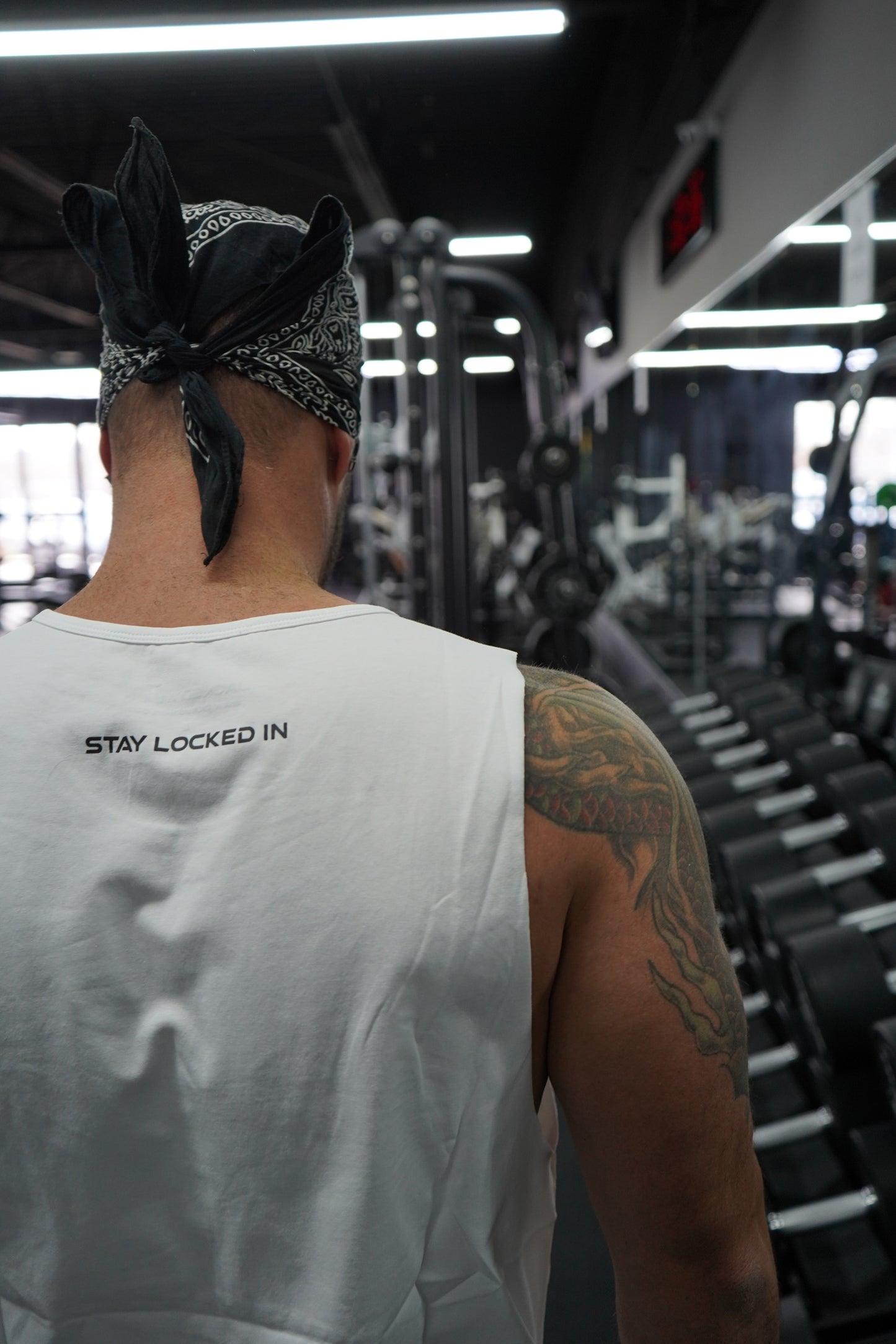 White Alien Pump Cut Off Tank Top