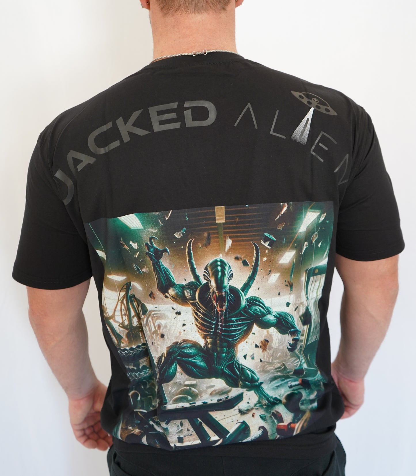 Black Alien Invader Graphic T-Shirt