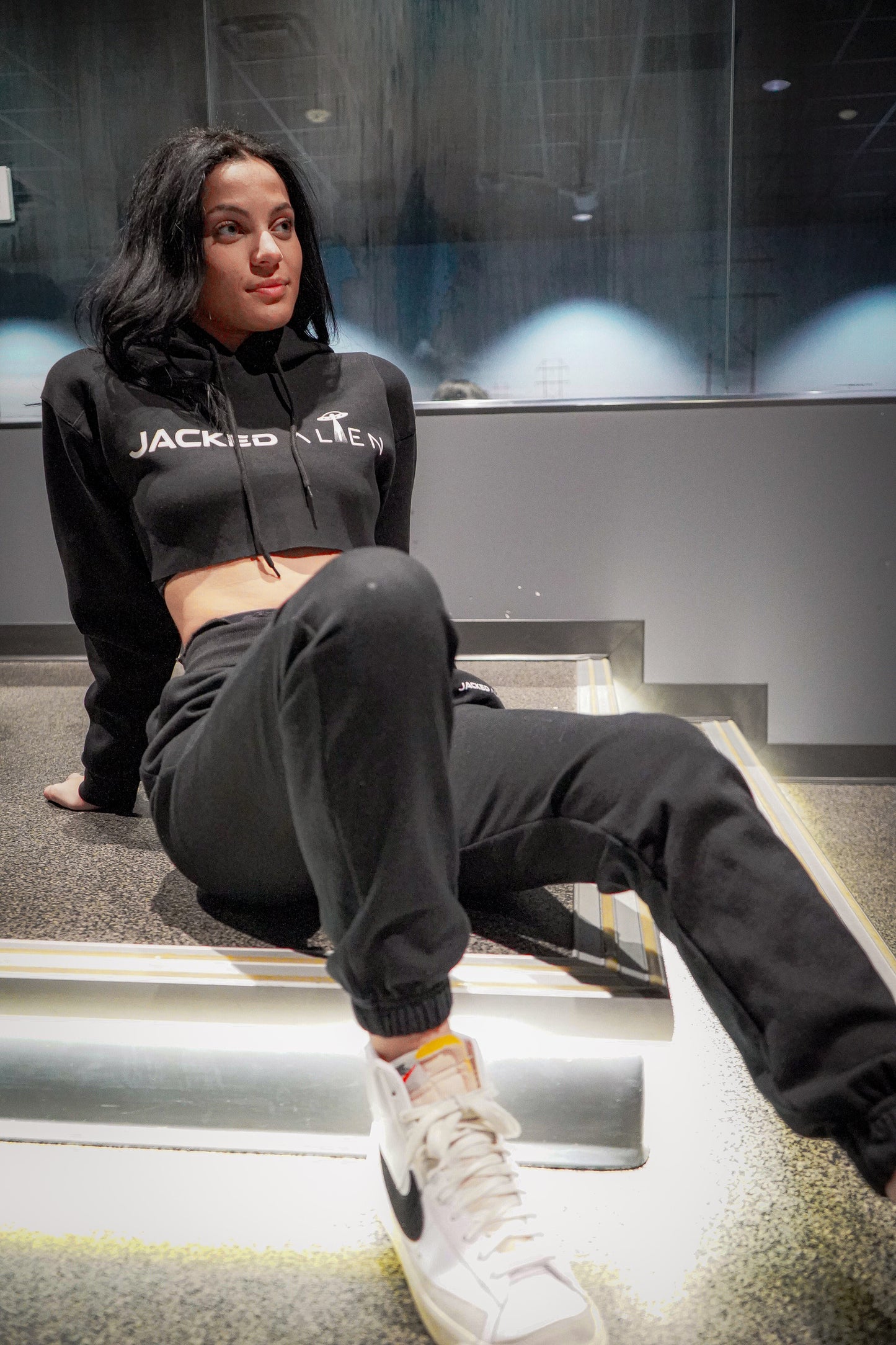 JACKED Club Cropped Hoodie - Black