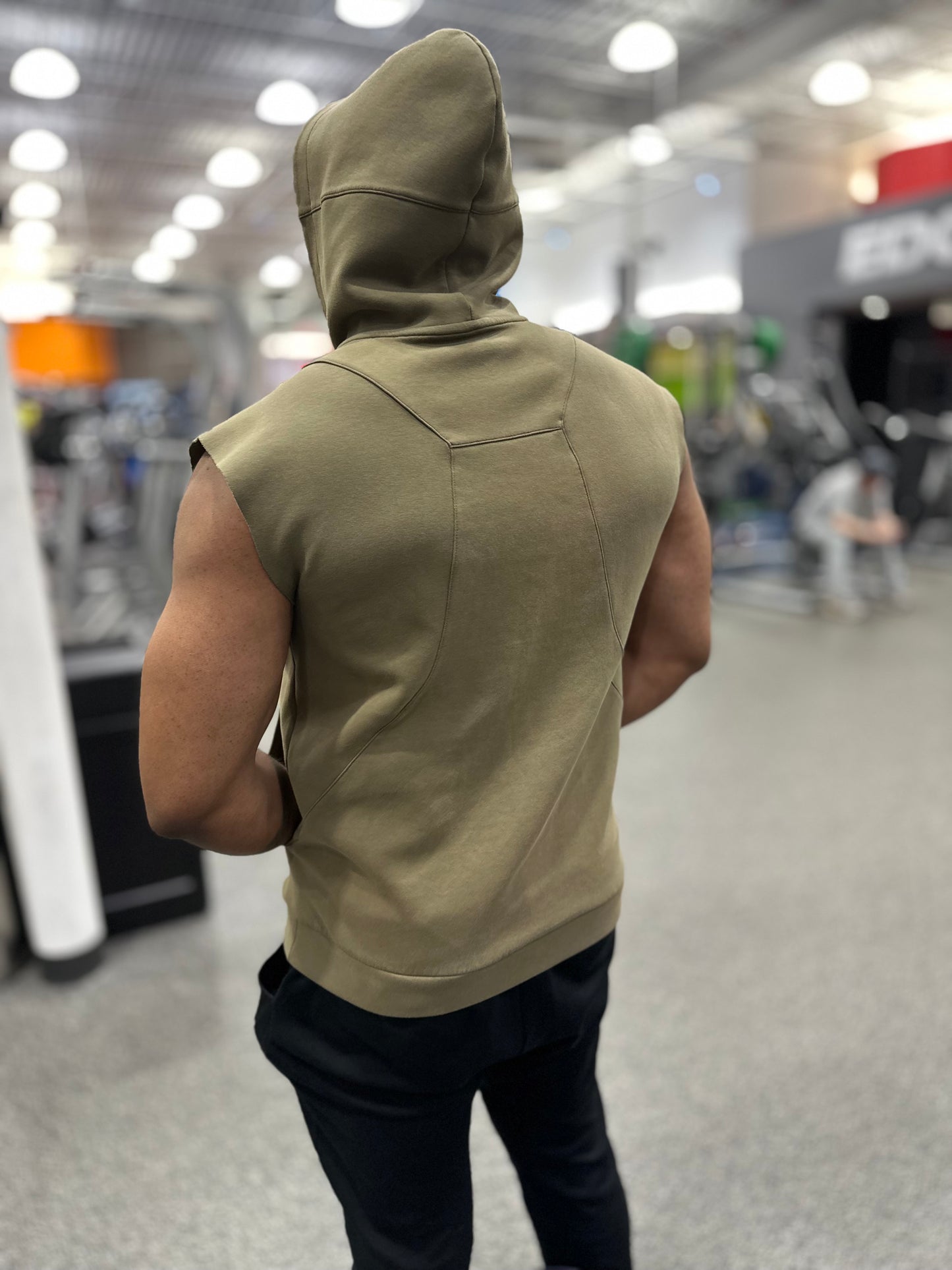 Jacked CLUB Olive Sleeveless Hoodie