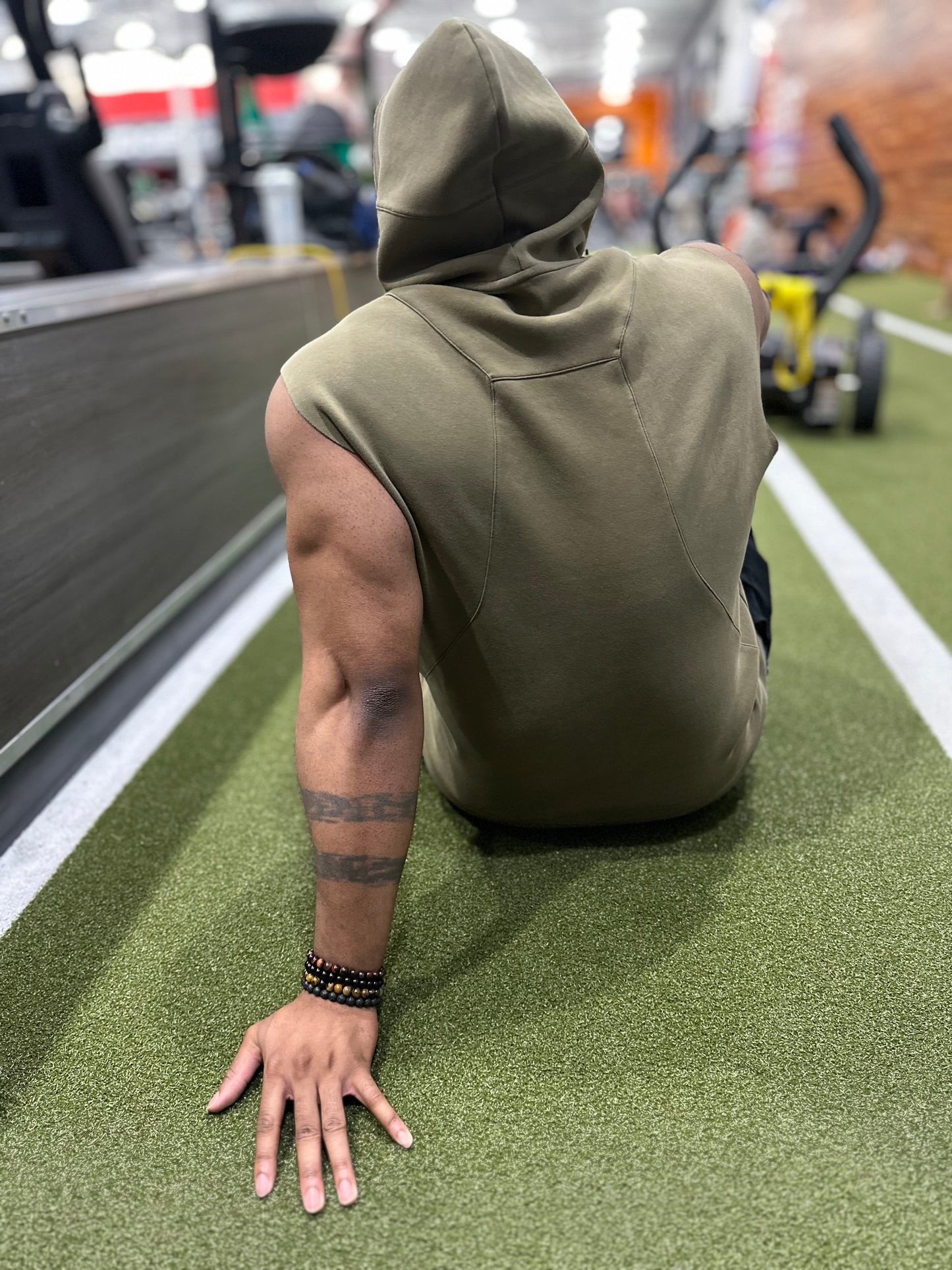 Jacked CLUB Olive Sleeveless Hoodie