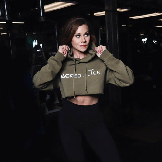 JACKED Club Cropped Hoodie - Olive